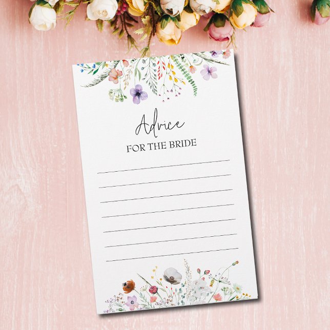Papier Conseil de Fête des mariées fleur sauvage pour la  (Wildflowers bridal shower Advice for the Bride cards)