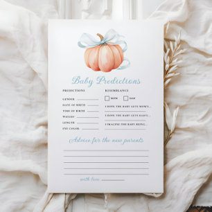 Papier Conseil de prédiction de Baby shower bleu citrouil