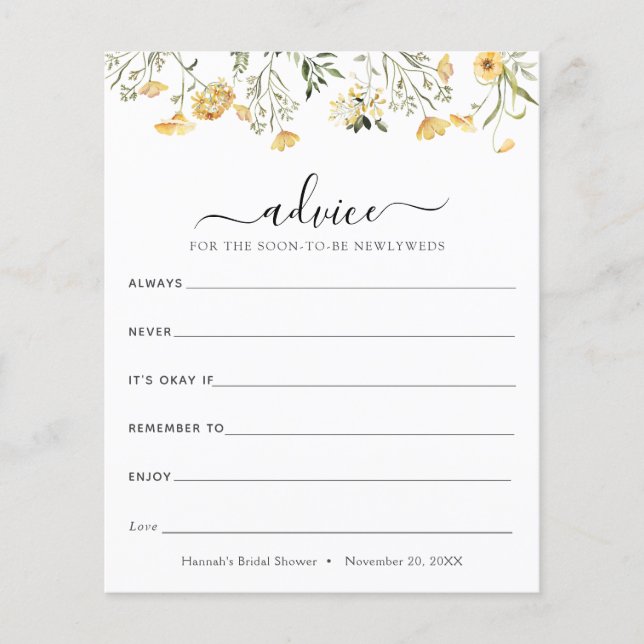 Papier Conseil Fleur sauvage jaune délicat pour les jeune (Devant)