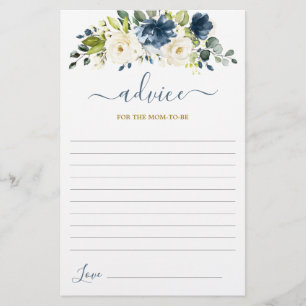 Papier Conseil floral bleu de la marine pour la maman d'ê