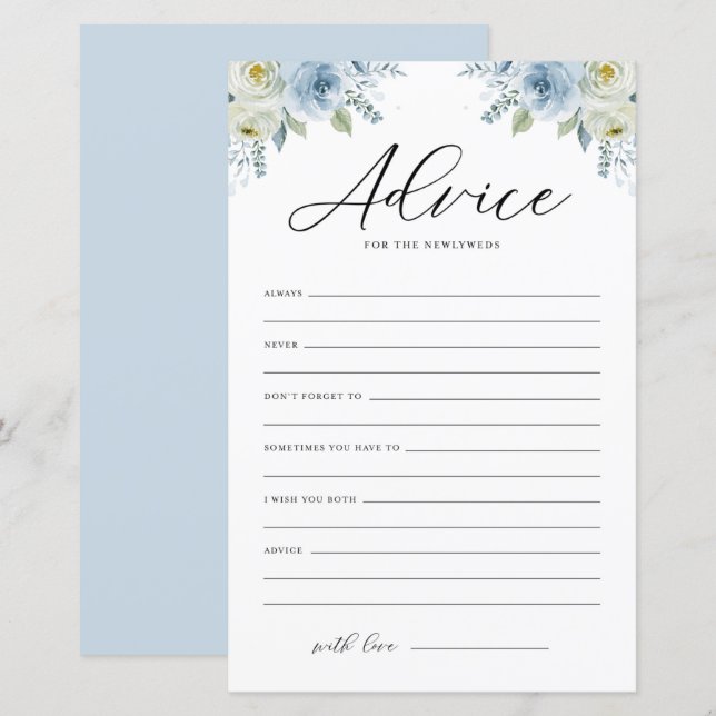 Papier Conseil floral d'aquarelle bleue pour les jeunes m (Devant / Derrière)