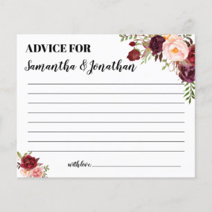 Papier Conseil pour Happy Couple Marsala Fête des mariées