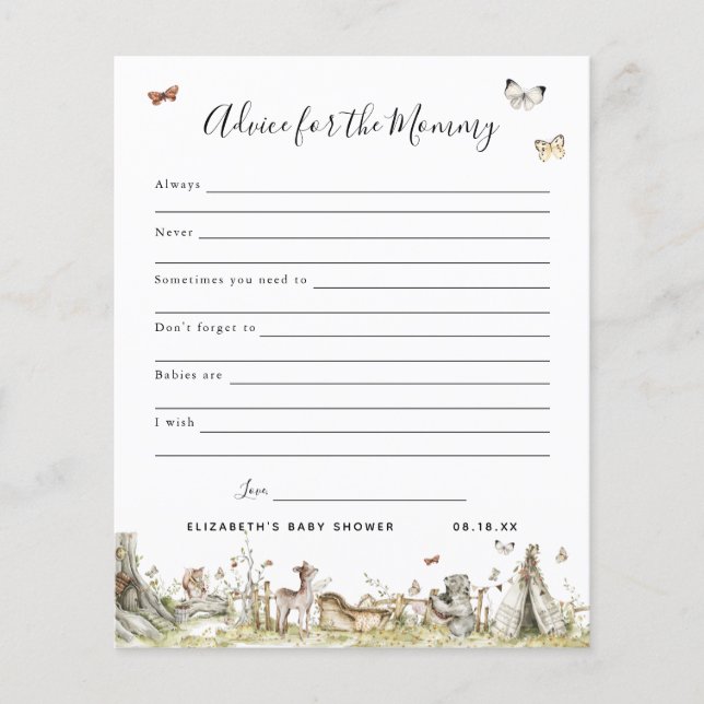 Papier Conseil pour la maman | Jeu Baby shower (Devant)