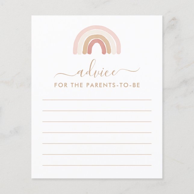 Papier Conseil pour les parents Baby shower arc-en-ciel r (Devant)