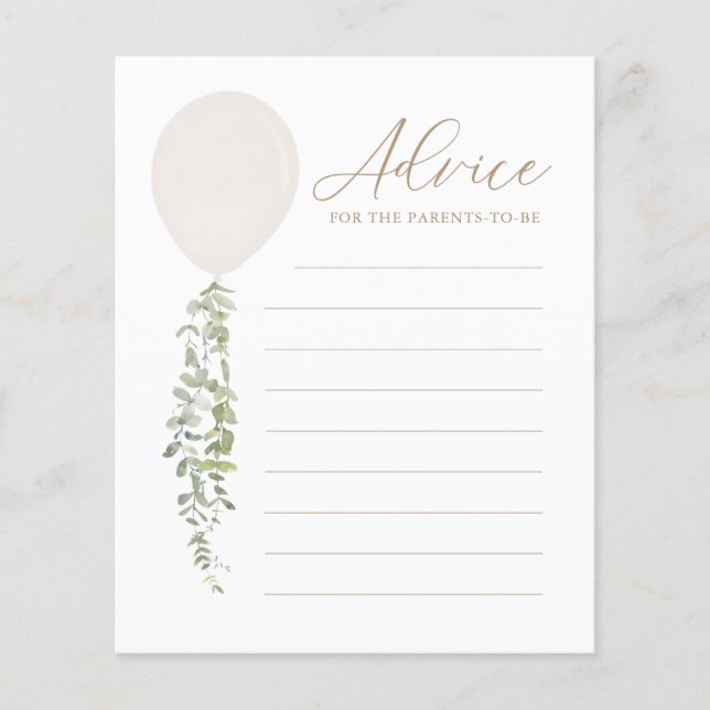 Papier Conseil pour les parents Baby shower de ballon bla (Devant)