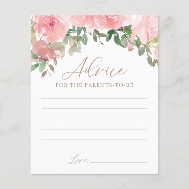 Papier Conseil pour les parents Baby shower rose floral j (Devant)