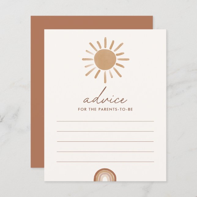 Papier Conseil pour les parents Boho Sunshine Baby shower (Devant / Derrière)