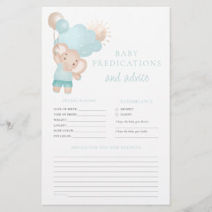 Papier Conseil pour les parents Elephant Boy Baby shower 