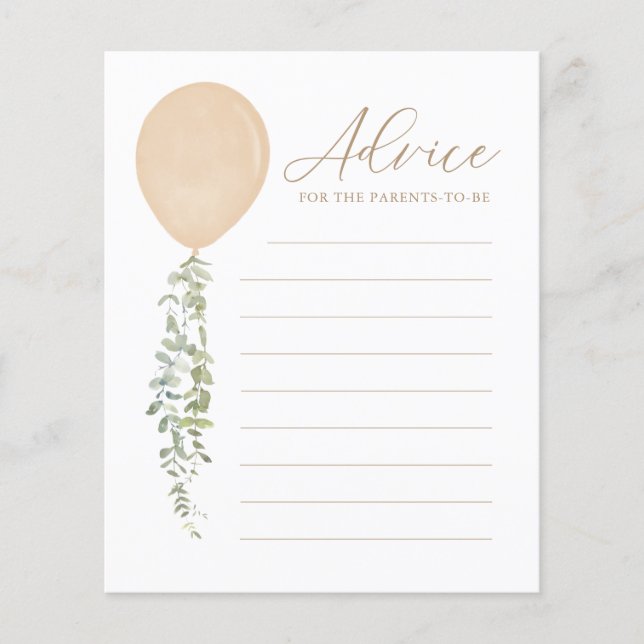 Papier Conseil pour les parents Gold Balloon Baby shower  (Devant)