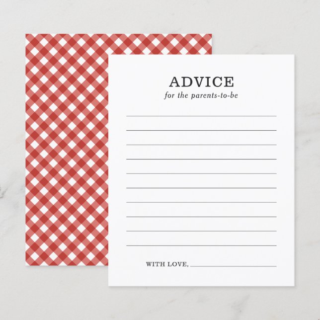 Papier Conseil pour les parents Rustique Baby shower barb (Devant / Derrière)