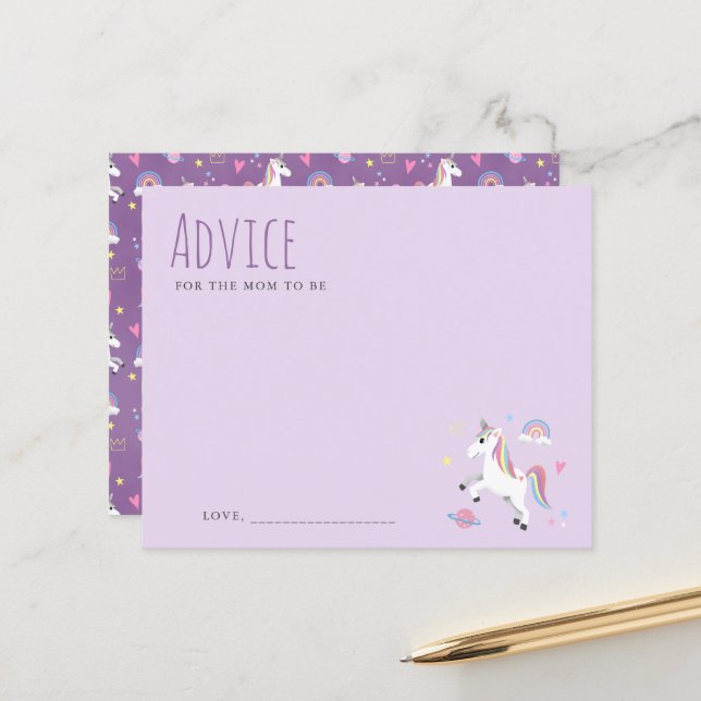 Papier Conseil Pour Maman D'Être Violet Baby shower Unico (Devant/Arrière en situation)