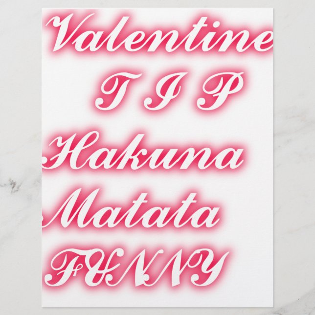 Papier Conseil Saint-Valentin : Hakuna Matata Funny Texte (Devant)