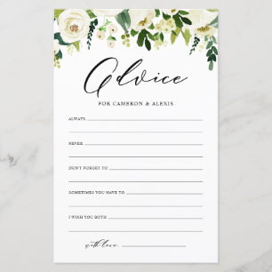 Papier Conseils aux Fleurs blanches pour la mariée et la