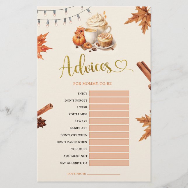 Papier Conseils Citrouilles d'automne pour les jeux de ma (Devant)