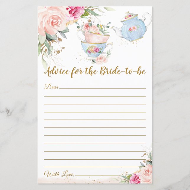 Papier Conseils de fête de douche de mariée pour la futur (Devant)