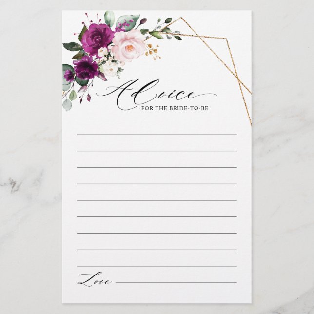 Papier Conseils de Fête des mariées sur les roses roses v (Devant)