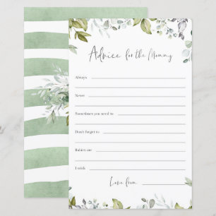 Papier Conseils de jeu de baby shower Greenery pour la fu
