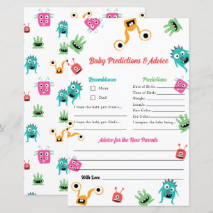 Papier Conseils de prédictions Little Monster Baby shower