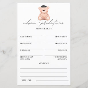 Papier Conseils et prédictions Bonjour Bebe Baby shower
