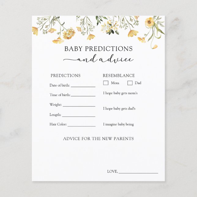 Papier Conseils et prédictions pour bébé Fleur sauvage ja (Devant)