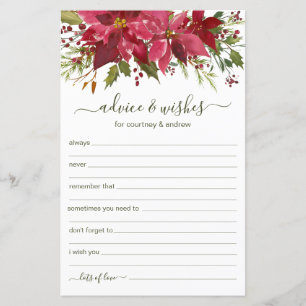 Papier Conseils et souhaits du Mariage de Noël