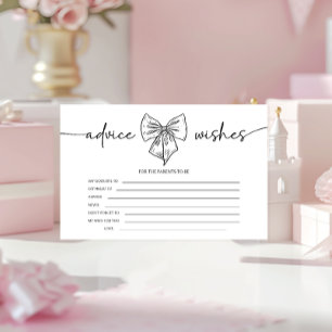 Papier Conseils et souhaits mignon Bow Baby Girl Shower J