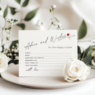 Papier Conseils et souhaits minimaliste script nuptiale d