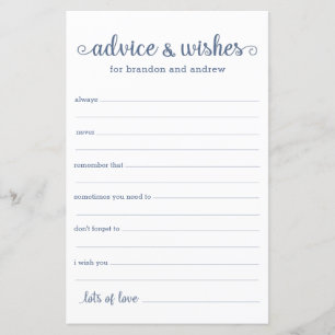 Papier Conseils et vœux de mariage LGBTQ bleu poussiéreux