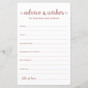 Papier Conseils et vœux de mariage LGBTQ en or rose moder