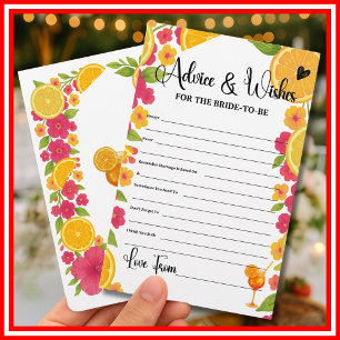 Papier Conseils et Vœux pour la Mariée d'Amour au Premier
