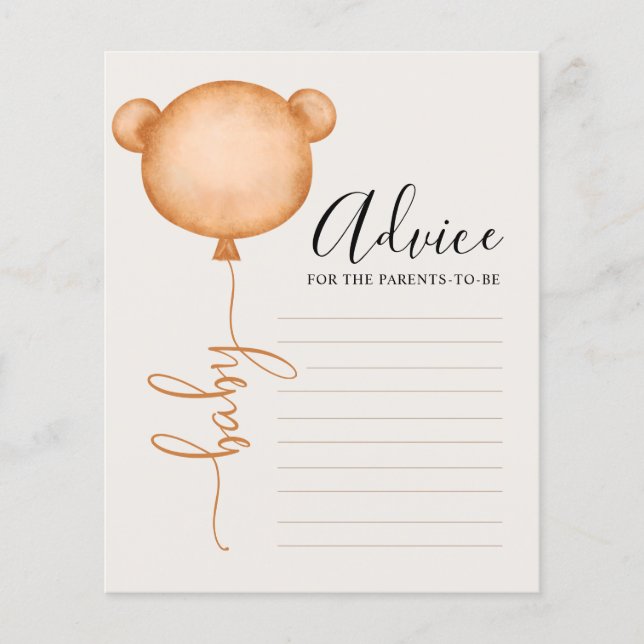 Papier Conseils pour le Baby shower mou de la béarre pare (Devant)