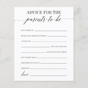 Papier Conseils Pour Le Jeu De Baby shower Parents-To-Be