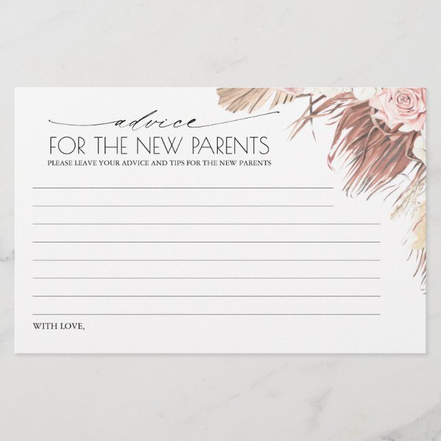 Papier Conseils pour les nouveaux parents ou maman à être (Devant)