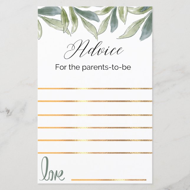 Papier Conseils pour les parents d'être jeu de douche béb (Devant)