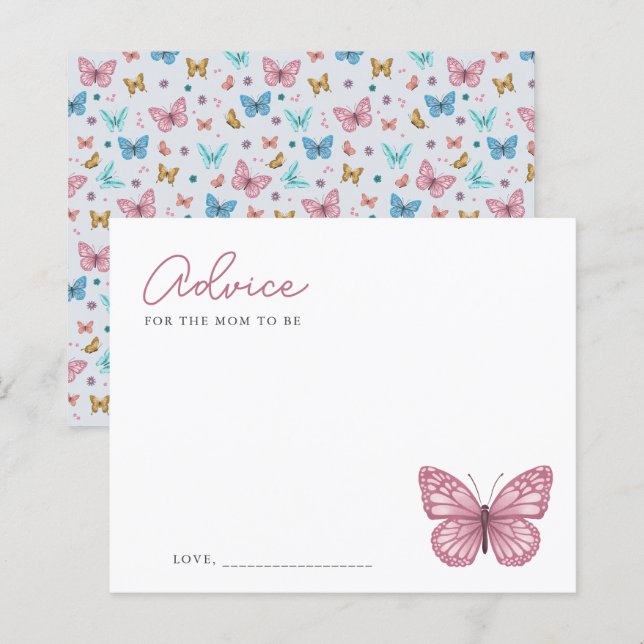 Papier Conseils Pour Maman D'Être Baby shower Papillon (Devant / Derrière)