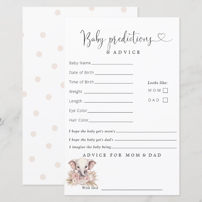 Papier Conseils sur les prédictions des filles de Boho ro (Devant / Derrière)
