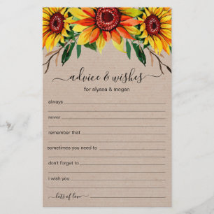 Papier Conseils Wings Rustic Sunflowers LGBTQ Mariage