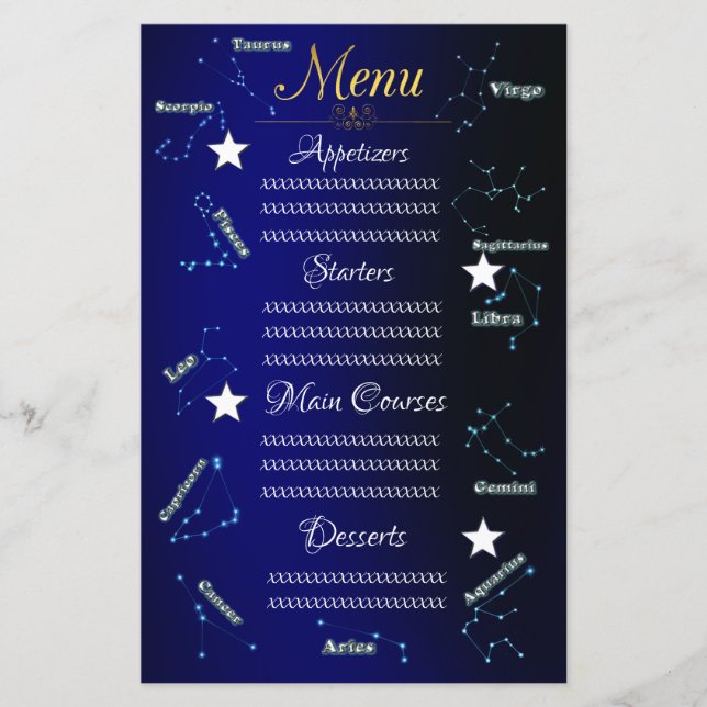 Papier constellations zodiaques (Devant)