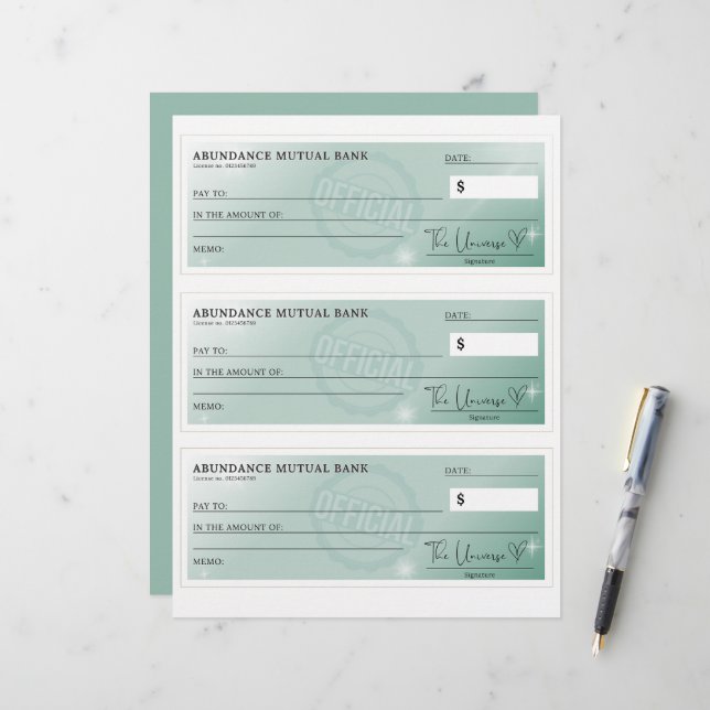 Papier Contrôle de l'abondance - Droit d'attraction vert  (Devant/Arrière en situation)