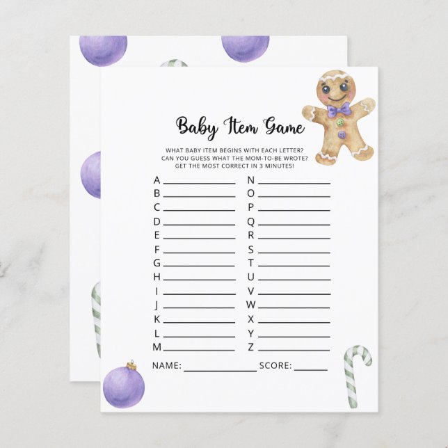 Papier Cookie hiver Baby Item Jeu (Devant / Derrière)