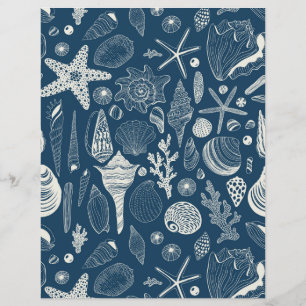 Papier Coques de mer sur bleu foncé