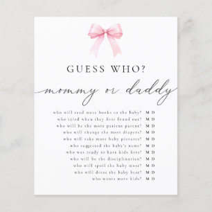 Papier Coquette Guette Qui Maman ou Papa Baby shower Jeu