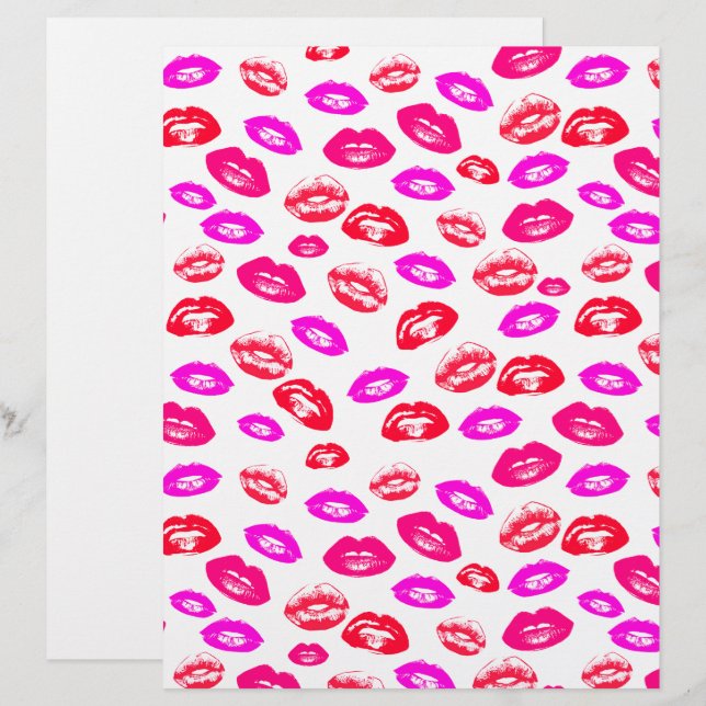 Papier Coquette Lipstick Motif Cardstock (Devant / Derrière)