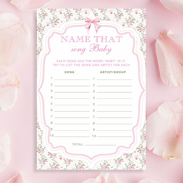 Papier Coquette Pink Bow Nom Qui Chanson Baby shower Jeu (Créateur téléchargé)