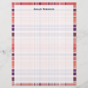 Papier Corail clair, Bleu marine, Madras Preppy Blanc Pla