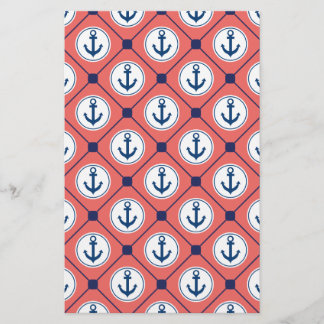 Papier Coral Blue Ancre nautique Motif