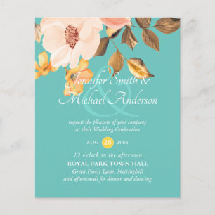 Papier Coral Peach Gold Bronze Floral Wedding Invitations