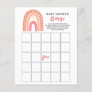 Papier Coral Rainbow Baby shower Jeu de Bingo