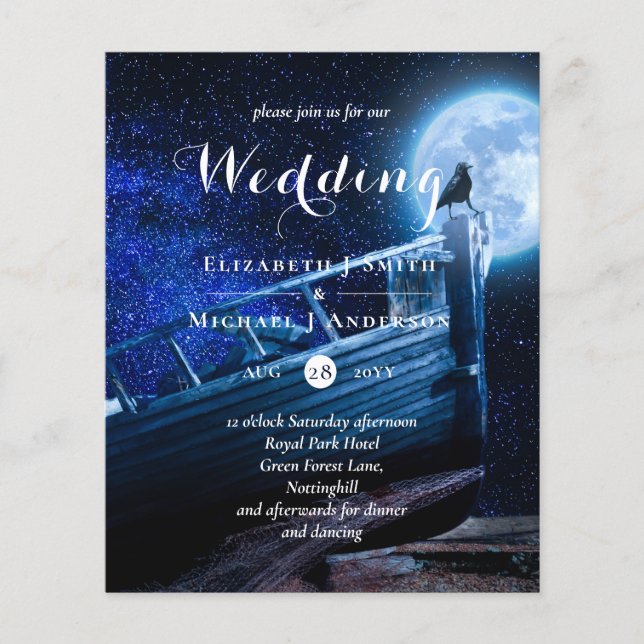 Papier Corbeau dans la lune ciel sombre Mariage Inv (Devant)