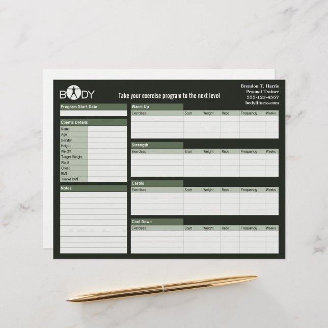 Papier Corps Madness Personal Trainer Worksheet (Devant/Arrière en situation)